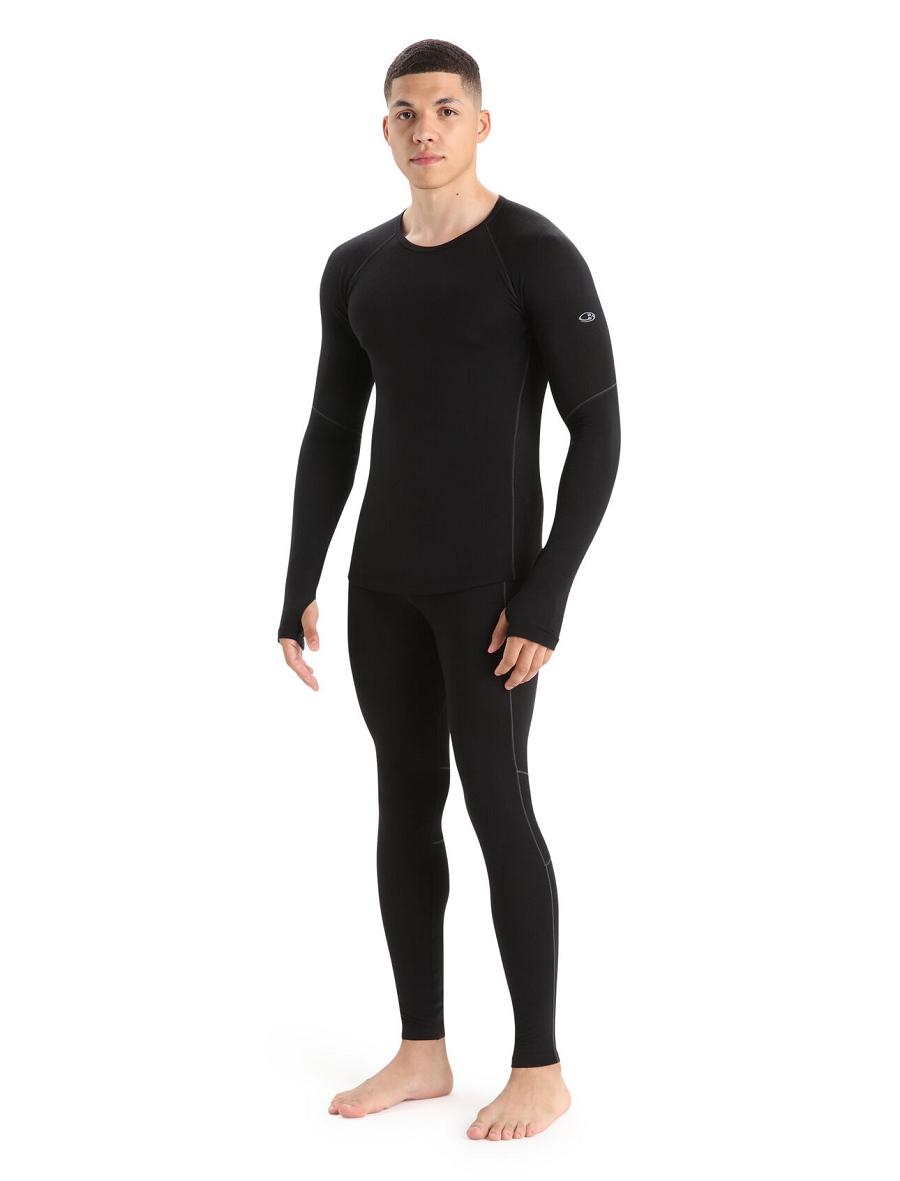 Icebreaker BodyfitZone™ Merino 150 Zone Long Sleeve Crewe Thermal Top Férfi Base Layers Fekete | HU 1363TCEV